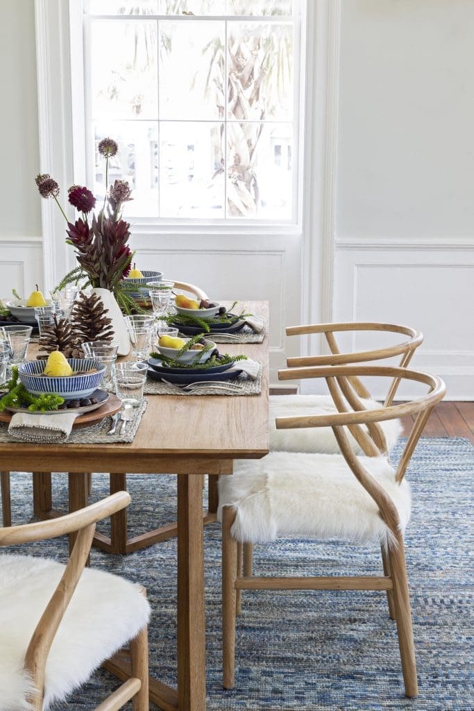 Gadsen dining room chairs with animal hide upholstered seat