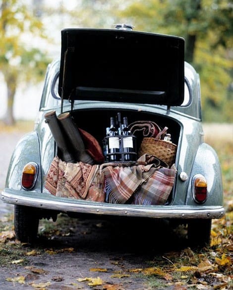 VW bug trunk with picnic