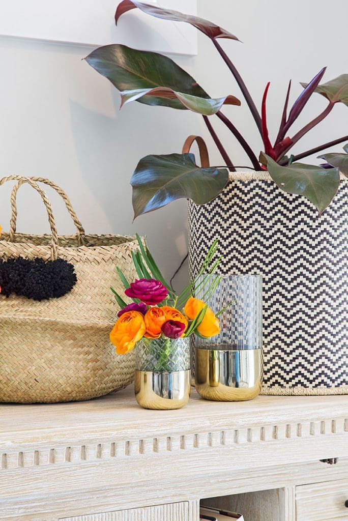 Plants in a woven basket