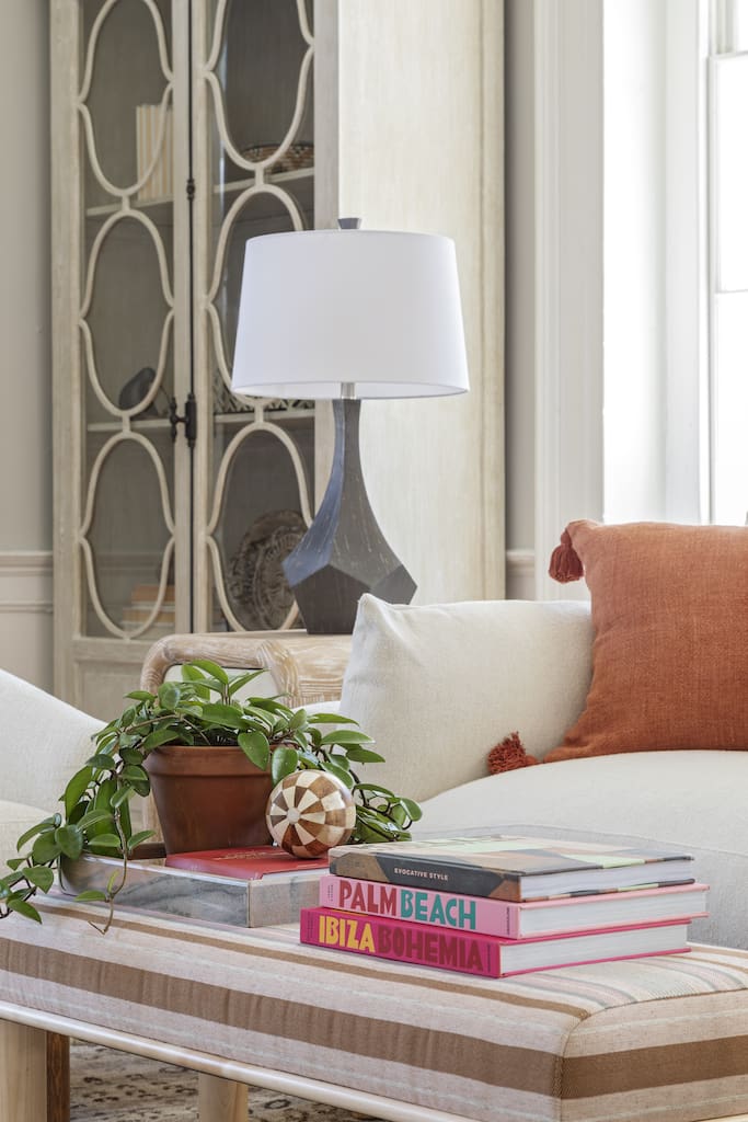 GDC Home coffee table with books and lamp decorations