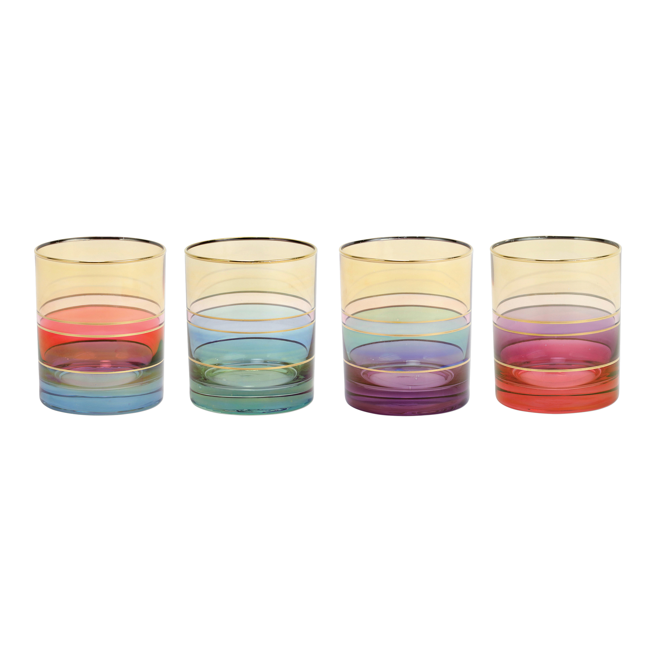 The Regalia Deco Double Old Fashioned glasses set add a contemporary, colorful touch to your drinkware collection. Available at Charleston home decor store GDC Home