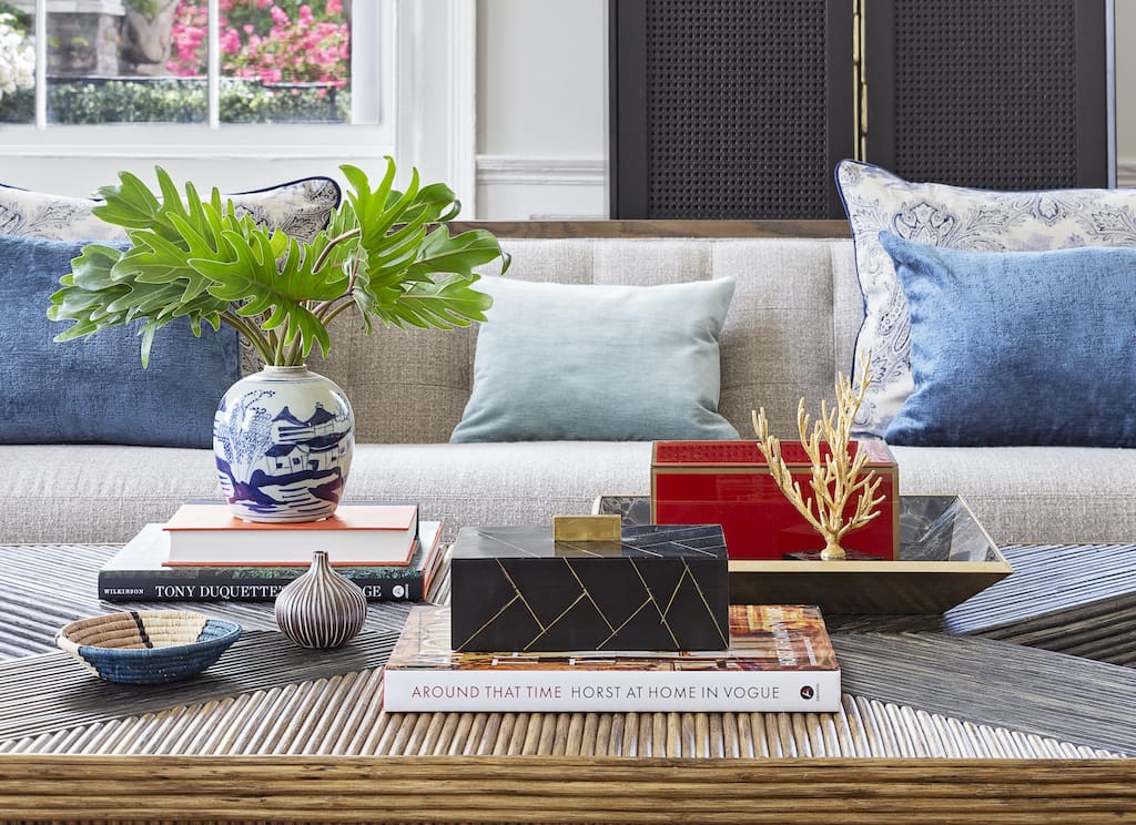 luxury home furnishings with ginger jars as decor