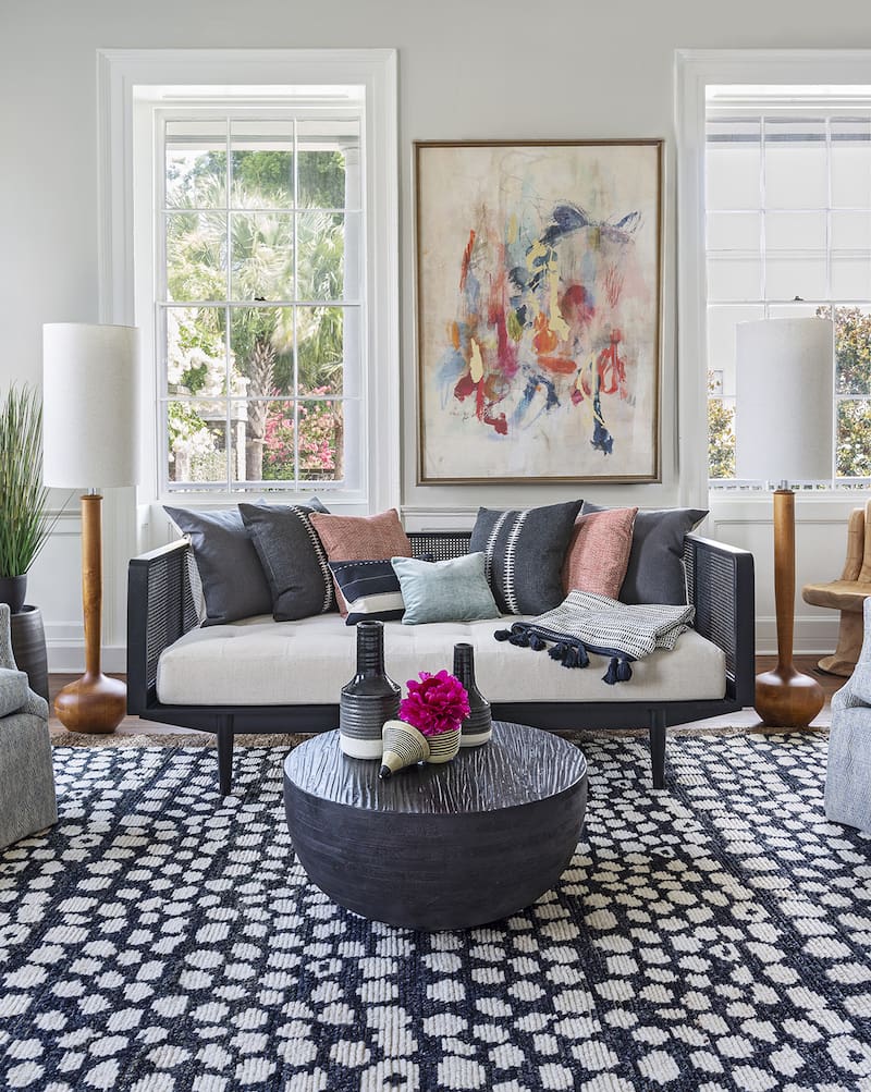 Black and White Living Room decor by Mt Pleasant SC furniture store GDC