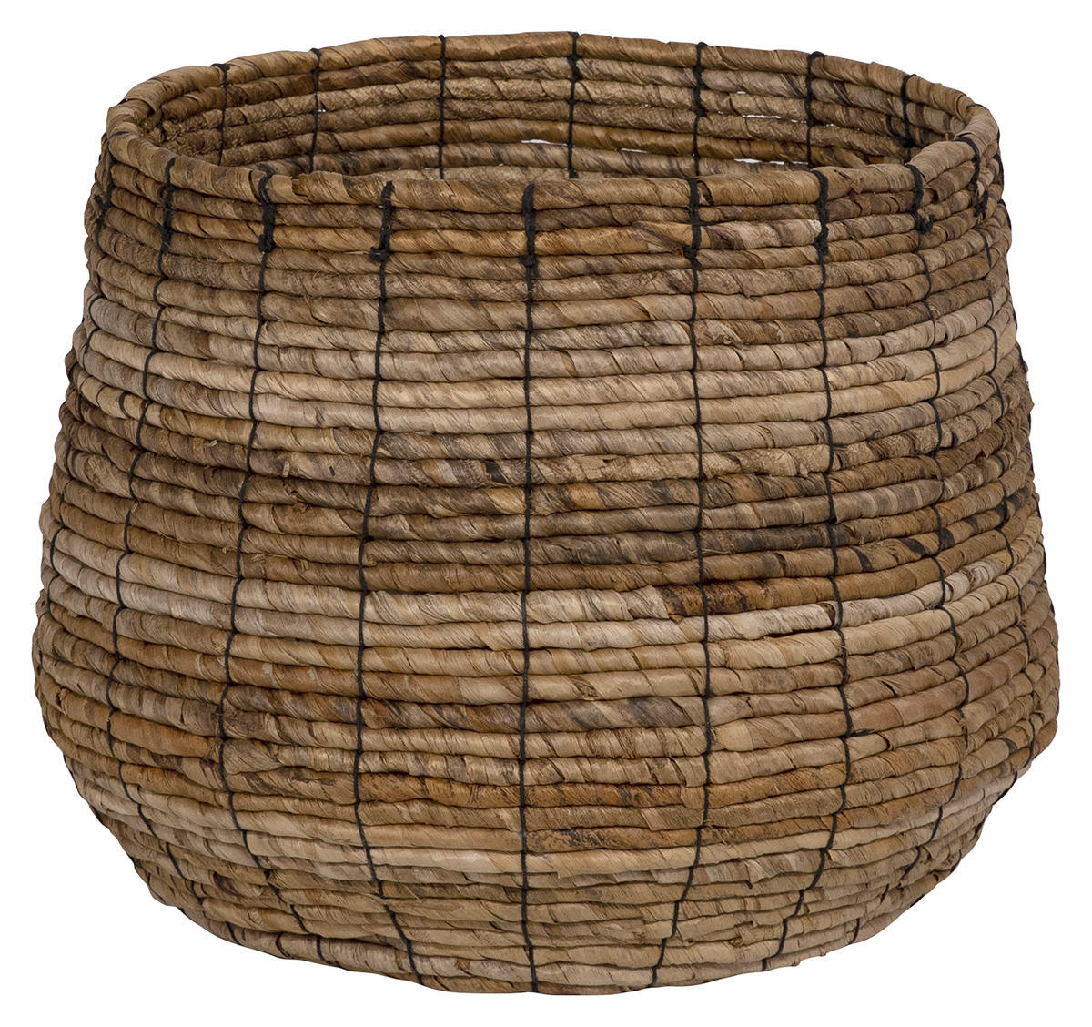 The Nina Basket is made from banana fiber and cotton rope, adding a rustic element to your vintage home decor. Available at Mt. Pleasant furniture store GDC.