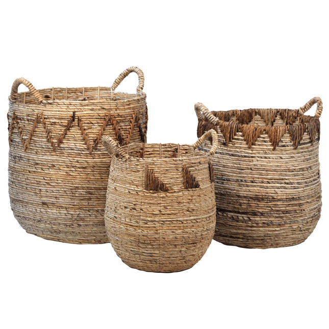 Circular woven basket set
