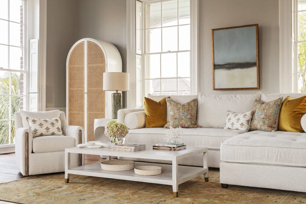 neutral living room with rug